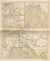 kaart Het Rijk der Franken 511 na Chr en 687-714; Italie; Europa onder Karel den Groote (766-814)