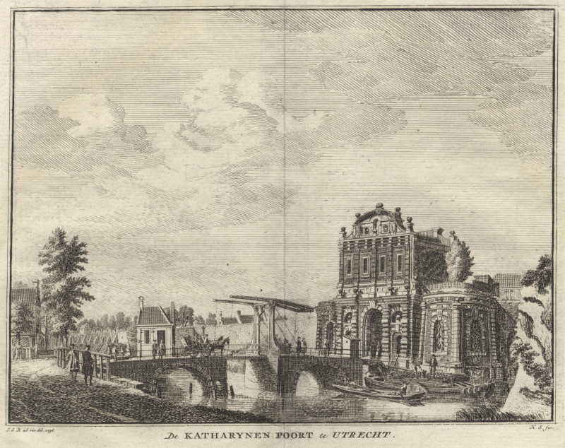 afbeelding van prent De Katharynen Poort te Utrecht van Hendrik Spilman, naar Jan de Beyer (Utrecht)