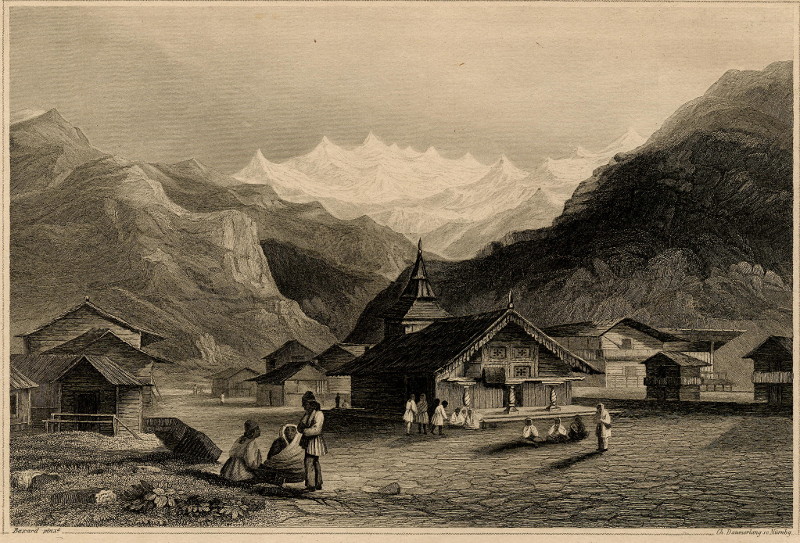 afbeelding van prent Der Himmalajah vom Flecken Kursalee in Hoch Indien van Ch. Daumerlang (Himalaya)