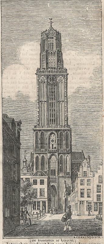 afbeelding van prent De Domtoren te Utrecht van A. Cranendonck (Utrecht)