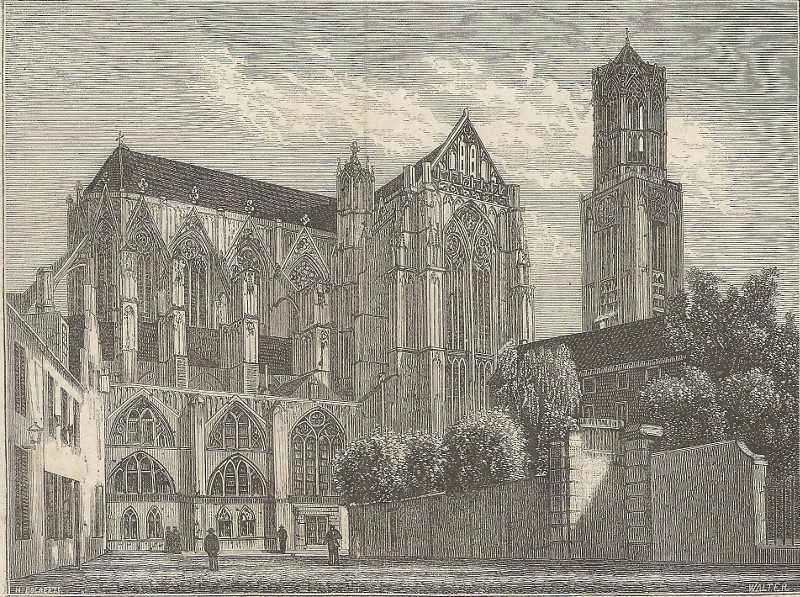 afbeelding van prent De Domkerk te Utrecht van H. Bogaerts, Walter (Utrecht)