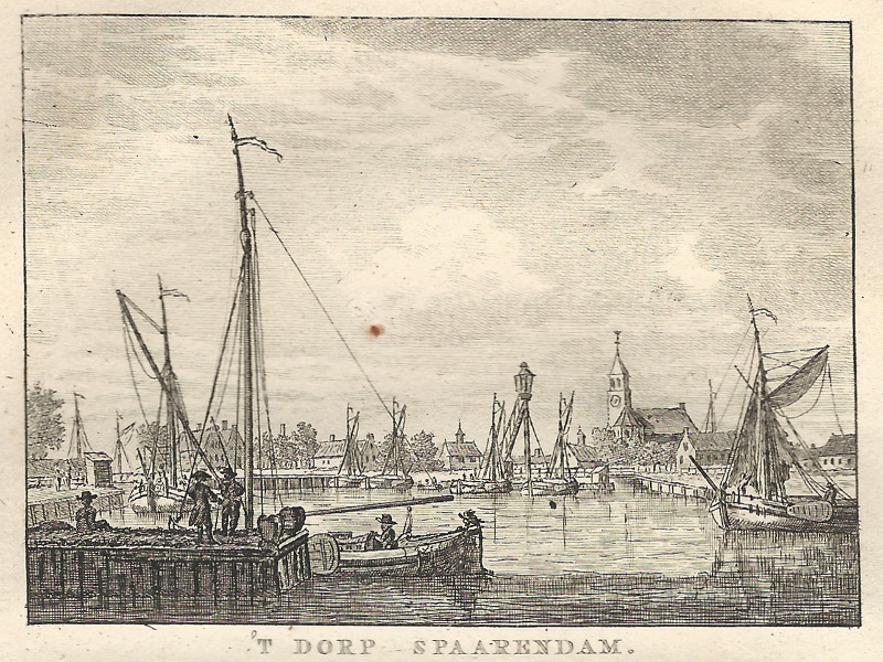 afbeelding van prent ´t Dorp Spaarendam van C.F. Bendorp, J. Bulthuis (Spaarndam)