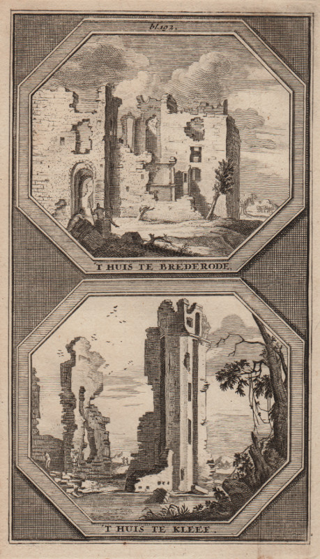 afbeelding van prent ´t Huis te Brederode; ´t Huis te Kleef van J. Goeree (Santpoort)