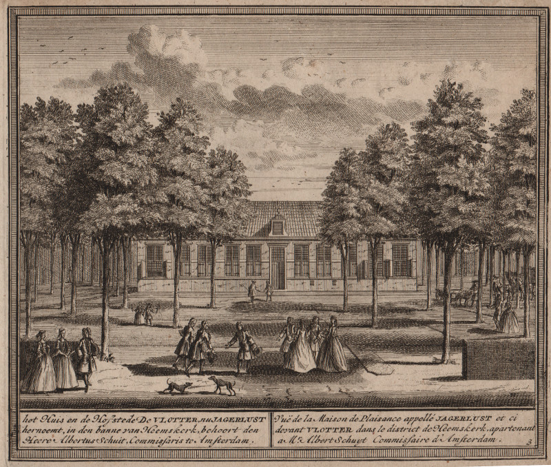 afbeelding van prent het Huis en de Hofstede De Vlotter, nu Jagerlust hernoemt, in den banne van Heemskerk,... van H. de Leth (Heemskerk)