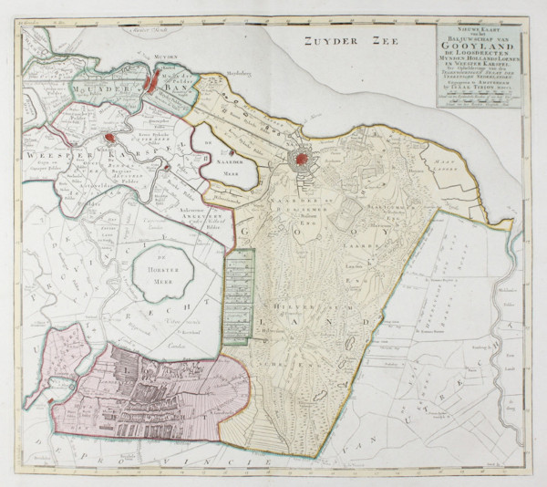 afbeelding van kaart Nieuwe Kaart van het Baljuwschap van Gooyland, de Loosdrecten, Mynden, Hollands Loenen en Weesper Ka van Isaac Tirion