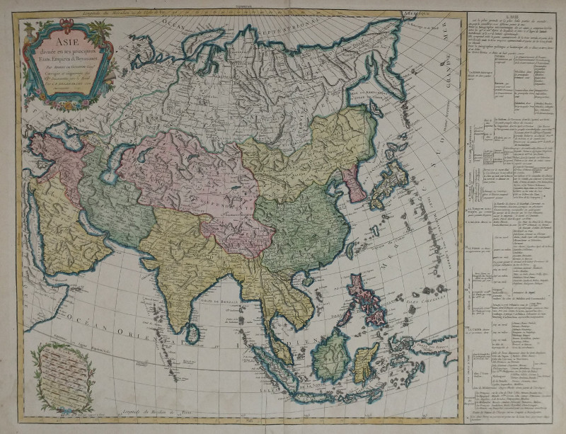afbeelding van kaart Asie Divisee en ses Principaux Etats, Empires & Royaumes van Robert de Vaugondy, C. F. Delamarche