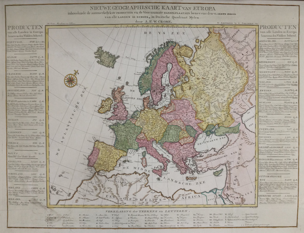 afbeelding van kaart Nieuwe Geographische kaart van Europa van August Friedrich Wilhelm Crome