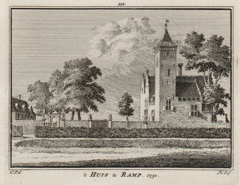 afbeelding van prent ´t Huis te Ramp, 1730 van H. Spilman, C. Pronk (Bergen)