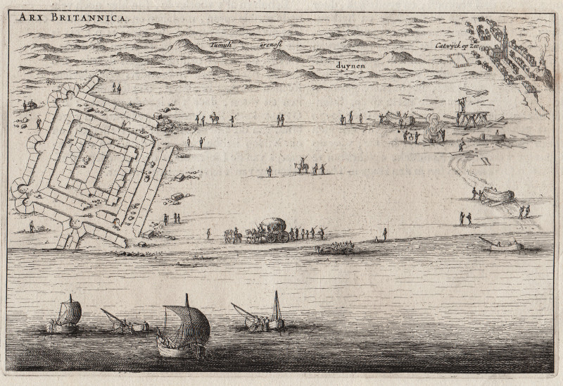 afbeelding van plattegrond Arx Britannica, Catwijck op Zee van Joan Blaeu (Katwijk)