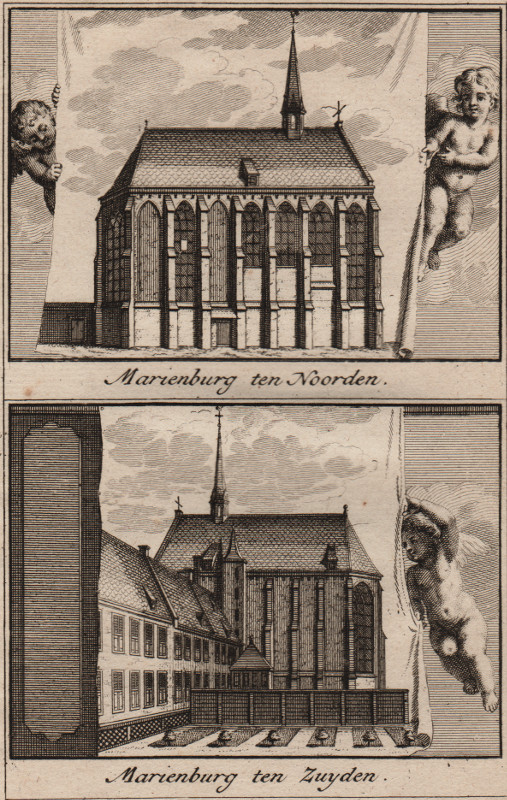 afbeelding van prent Marienburg ten Noorden; Marienburg ten Zuyden van J. Ruyter, C. Pronk (Nijmegen)