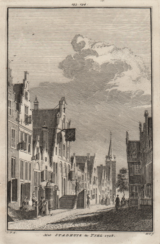 afbeelding van prent Het Stadhuis te Tiel 1728 van H. Spilman, C. Pronk (Tiel)