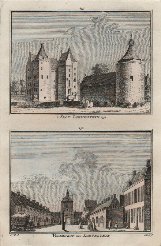 afbeelding van prent ´t Slot Loevestein, 1732; Voorburgt van Loevestein van H. Spilman, C. Pronk (Loevestein)