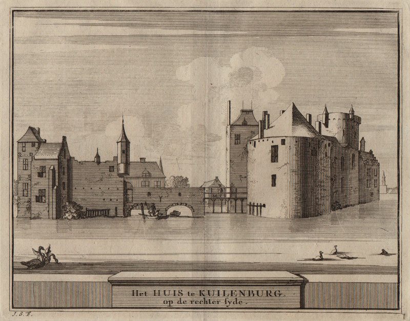 afbeelding van prent Het Huis te Kuilenburg, op de rechter syde van J. Schijnvoet, naar R. Roghman (Culemborg)