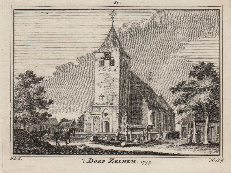 afbeelding van prent ´t Dorp Zelhem 1743 van H. Spilman, J. de Beijer (Zelhem)