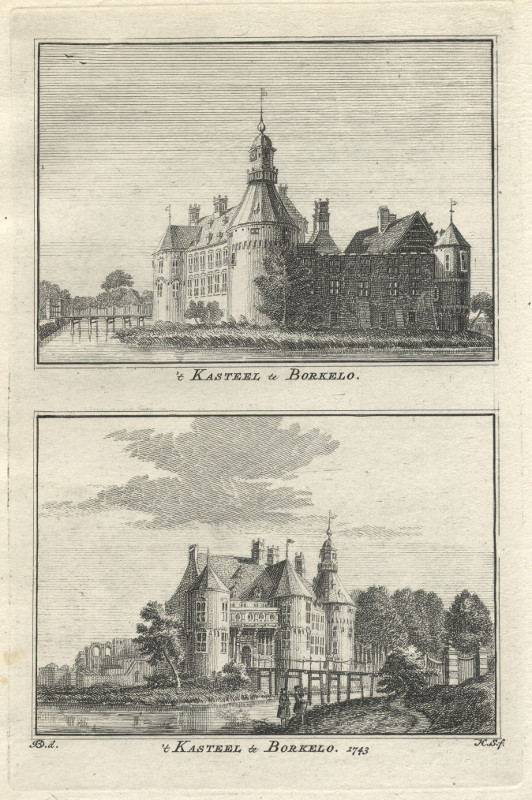 afbeelding van prent ´t Kasteel te Borkelo; ´t Kasteel te Borkelo. 1743 van H. Spilman, J. de Beijer (Borculo)