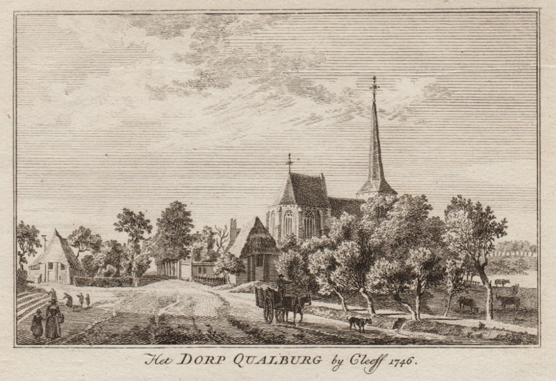 afbeelding van prent Het dorp Qualburg by Cleeff 1746 van Paul van Liender, Jan de Beijer (Qualburg)
