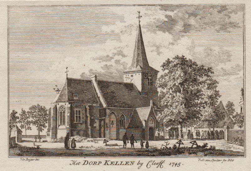 afbeelding van prent Het dorp Kellen by Cleeff 1745 van Paul van Liender, Jan de Beijer (Kellen)