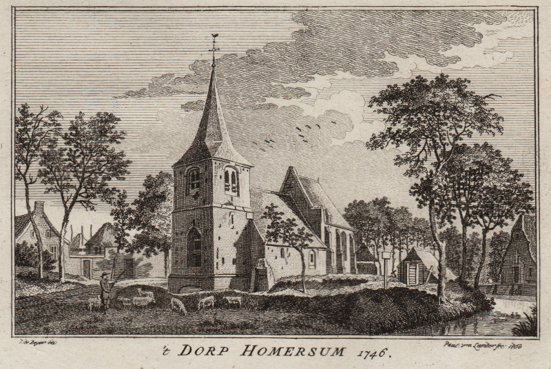 afbeelding van prent ´t Dorp Hommersum 1746 van Paul van Liender, Jan de Beijer (Hommersum)