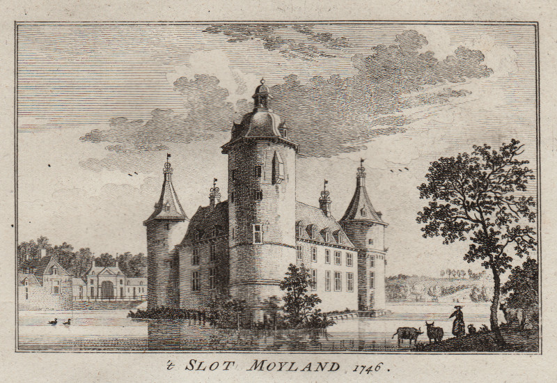 afbeelding van prent ´t Slot Moyland 1746 van Paul van Liender, Jan de Beijer (Moyland)