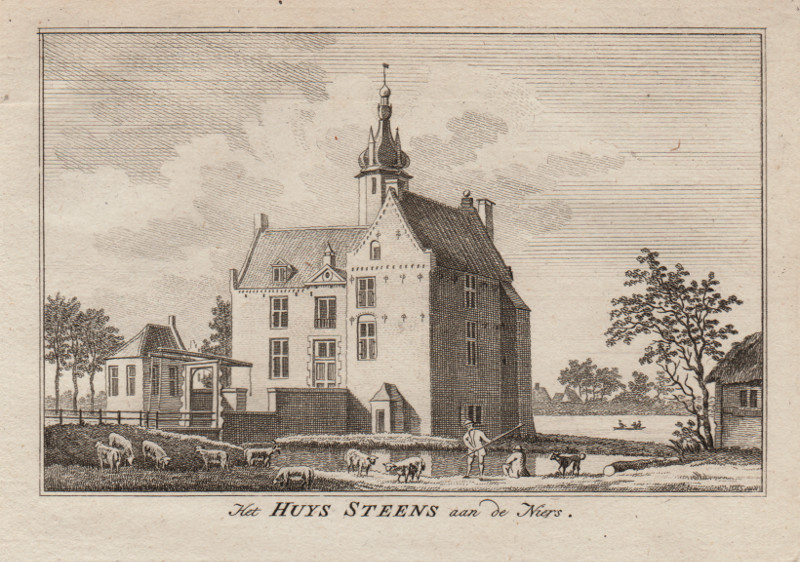 afbeelding van prent Het Huys Steens aan de Niers van Paul van Liender, Jan de Beijer (Kevelaer)