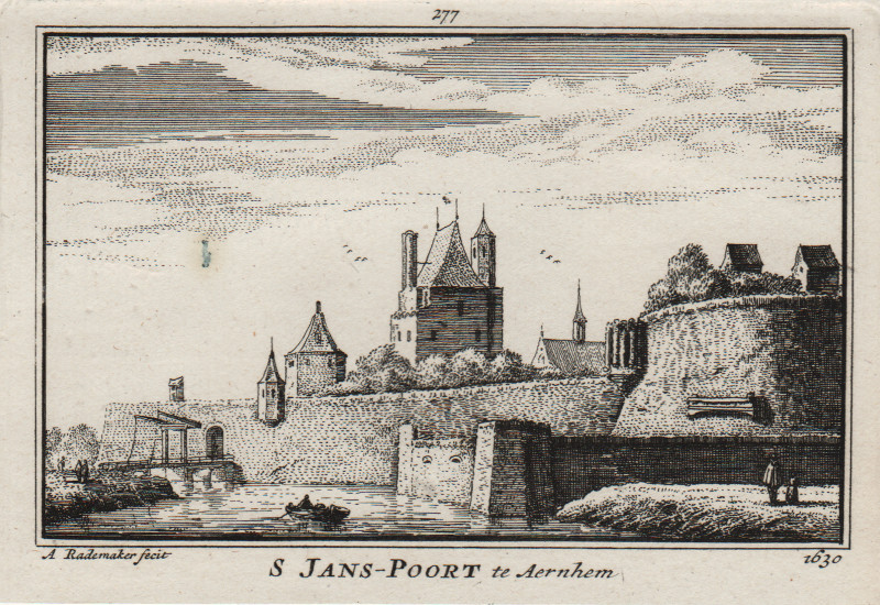 afbeelding van prent S Jans-Poort te Aernhem 1630 van A. Rademaker (Arnhem)