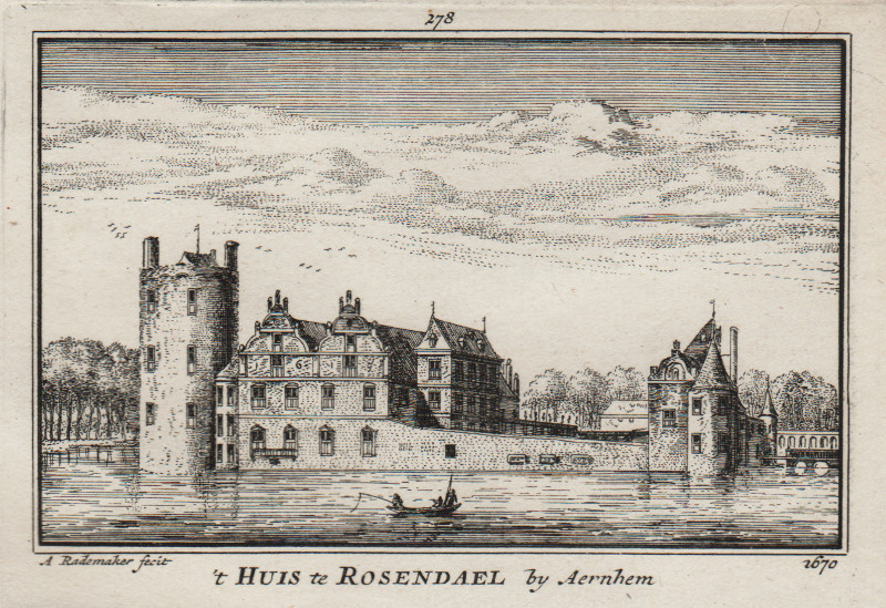 afbeelding van prent ´t Huis te Rosendael by Aernhem 1670 van A. Rademaker (Rozendaal)