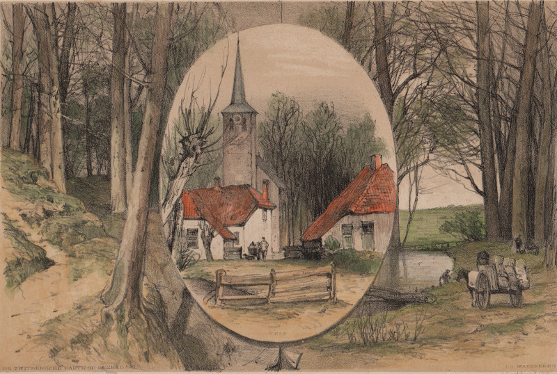 afbeelding van prent De Zwitsersche Partij op Rozendaal, Velp, De Waterberg van P.A. Schipperus, S. Lankhout (Arnhem)