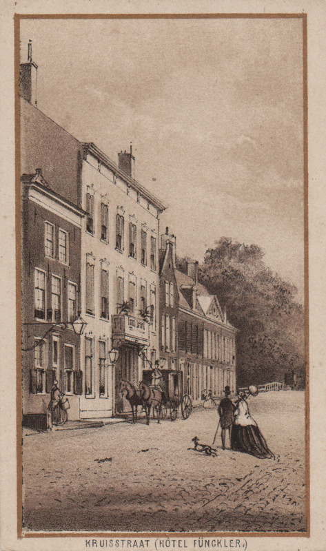 afbeelding van prent Kruisstraat (Hotel Funckler) van nn (Haarlem)