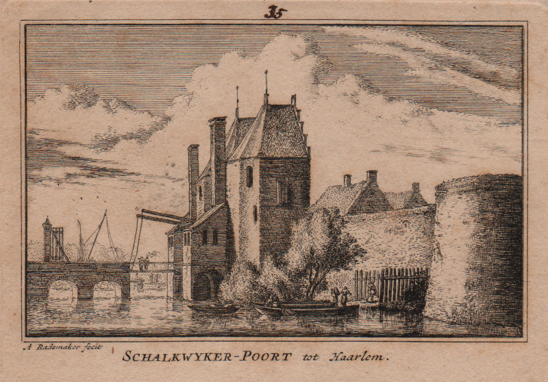 afbeelding van prent Schalkwyker-poort tot Haarlem van J. Rademaker (Haarlem)