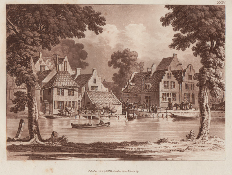 afbeelding van prent View in Haarlem van J.C. Stadler, naar R. Hills (Haarlem)