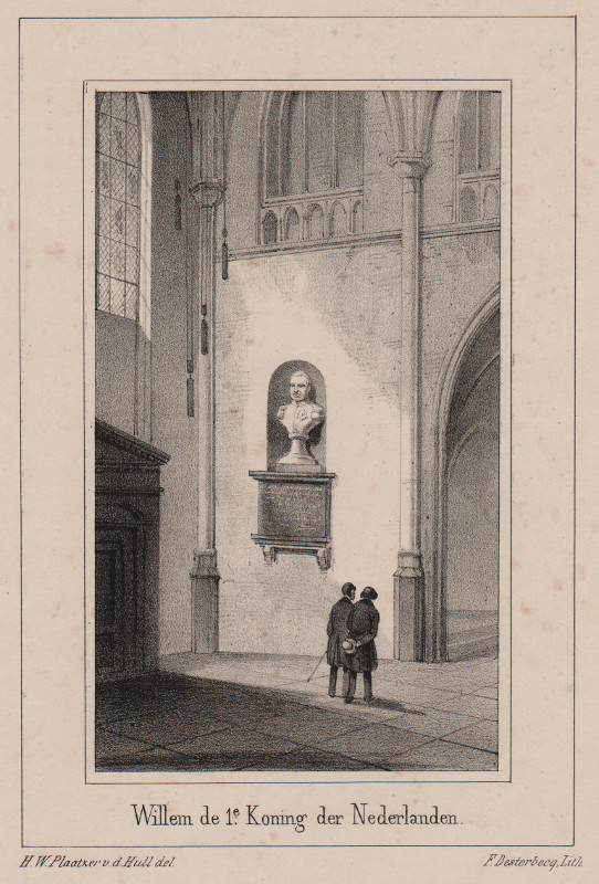 afbeelding van prent Willem de 1e. Koning der Nederlanden. van H.W. Plaatzer v.d. Hull, F. Desterbecq (Adel, )