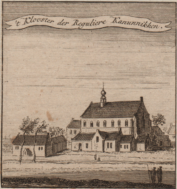 afbeelding van prent ´t Klooster der Reguliere Kanunnikken van Hendrik Spilman naar Thomas Thomaszoon (Haarlem)