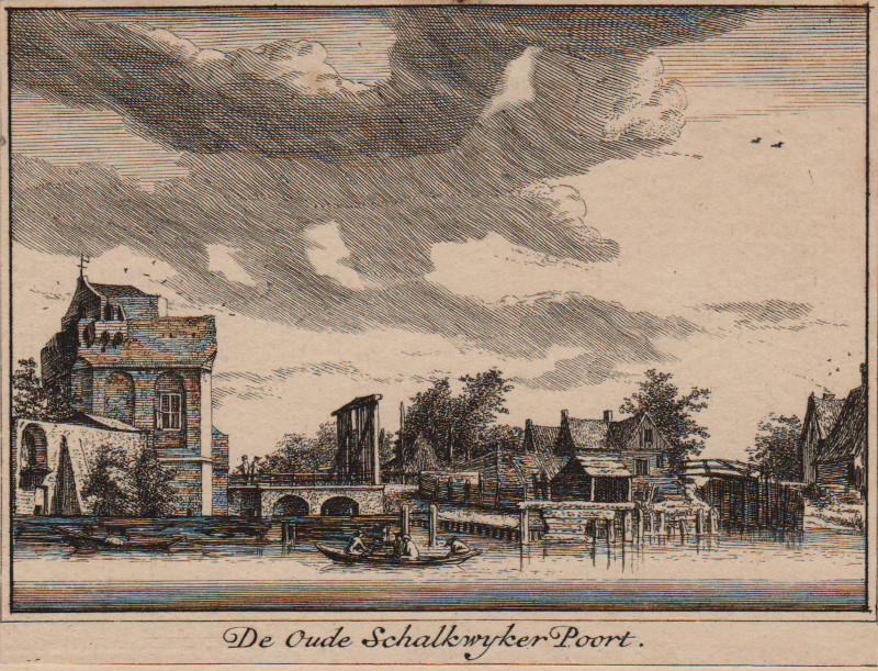 afbeelding van prent De Oude Schalkwyker Poort van H. Spilman (Haarlem)