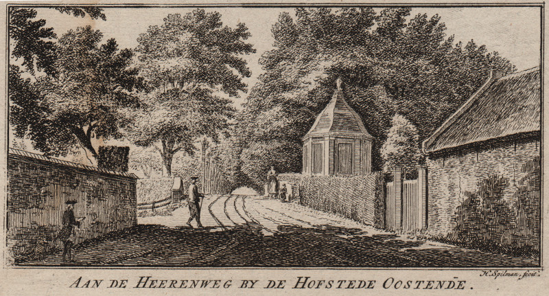 afbeelding van prent Aan de Heerenweg by de Hofstede Oostende  van H. Spilman (Haarlem)