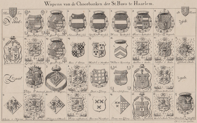 afbeelding van prent Wapens van de Choorbanken der St. Bavo te Haarlem van L. van Leer (Adel, )