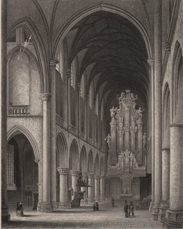 afbeelding van prent Haarlem. De Groote of St. Bavo-kerk van L. Rohbock, J. Poppel (Haarlem)