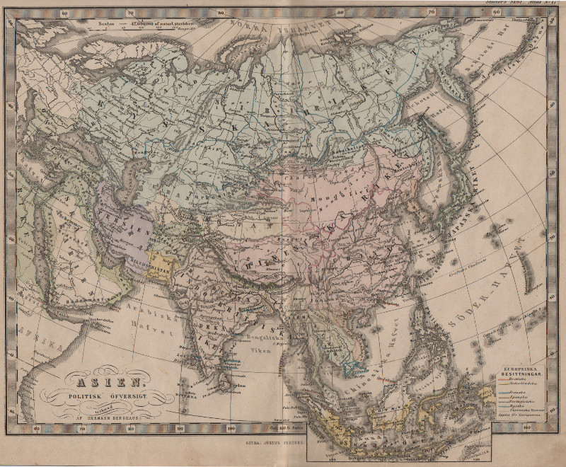 afbeelding van kaart Asien, Politisk Ofversigt van Stieler