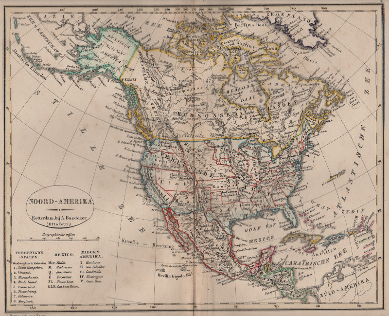 afbeelding van kaart Noord-Amerika van D. Heyse, A. Baedeker