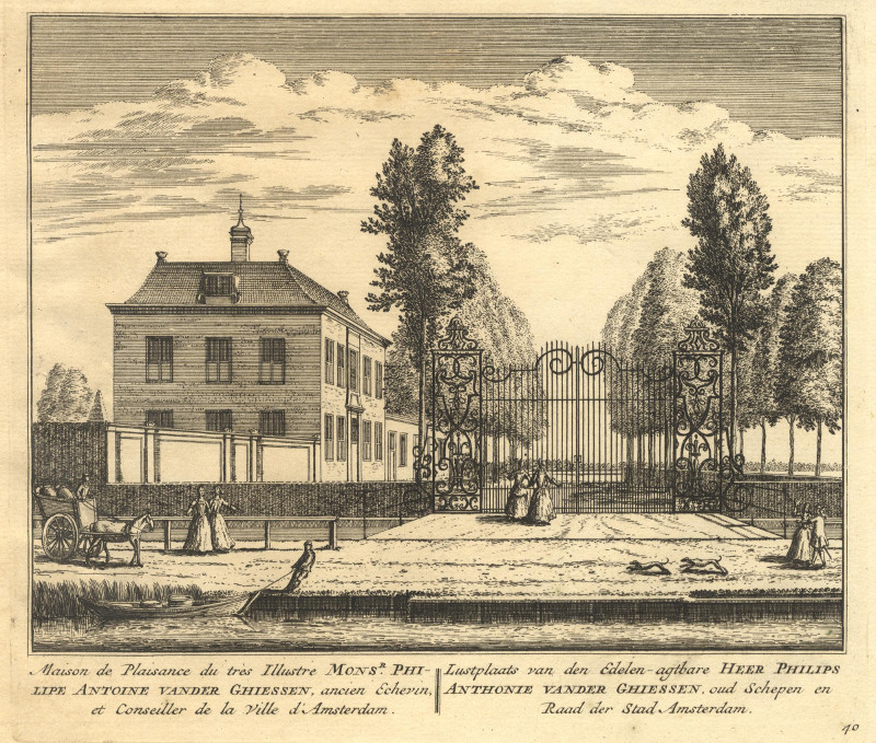 afbeelding van prent Lustplaats van den Edelen-agtbare Heer Philips Anthonie Vander Ghiessen, oud Schepen en Raad... van A. Rademaker (Amsterdam)