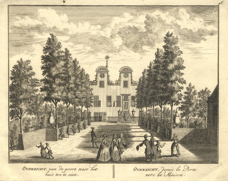 afbeelding van prent Overzicht, van de poort naer het huis toe te zien van D. Stoopendaal (Amsterdam)