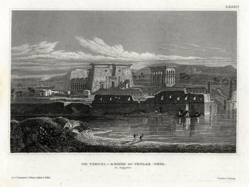 afbeelding van prent Die Tempel-Ruinen zu Phylae (Phul) in Aegypten van nn (Philae, Phul, Phylae)