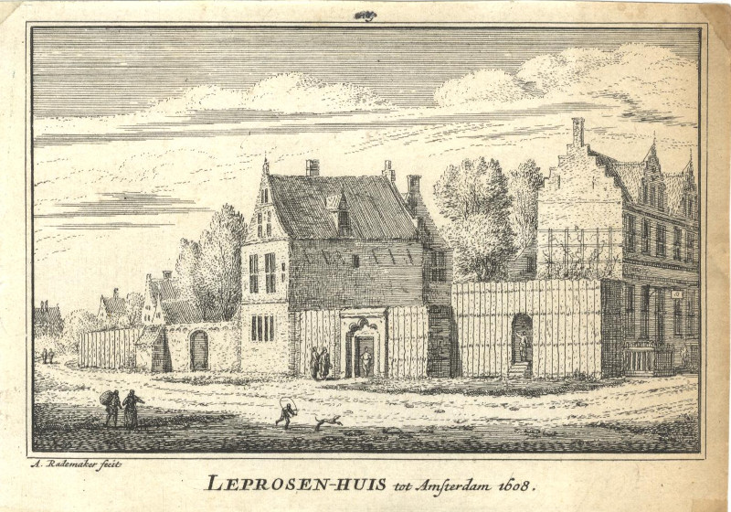 afbeelding van prent Leprosen-Huis tot Amsterdam 1608 van A. Rademaker (Amsterdam)