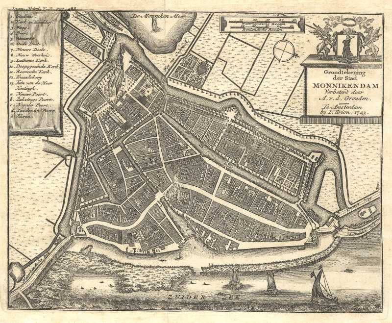 afbeelding van plattegrond Grondtekening der Stad Monnikendam van Isaak Tirion (Monnickendam)