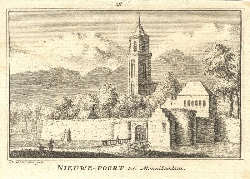 afbeelding van prent Nieuwe-Poort tot Monnikendam van A. Rademaker (Monnickendam)