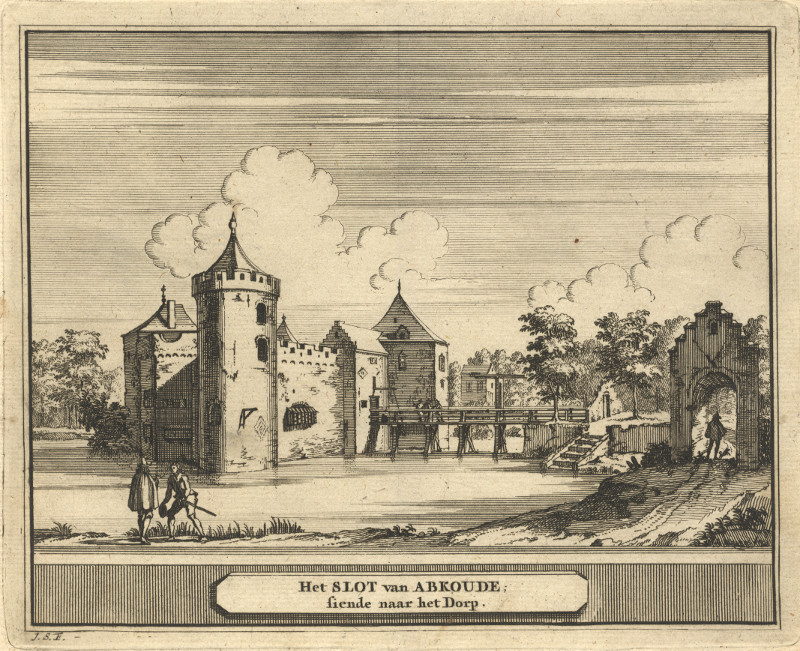 afbeelding van prent Het Slot van Abkoude; siende naar het Dorp van J. Schijnvoet, naar R. Roghman (Abcoude)