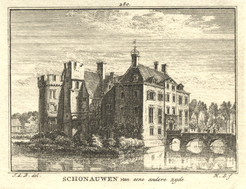 afbeelding van prent Schonauwen van eene andere zyde van H. Spilman, J. de Beijer (Houten)