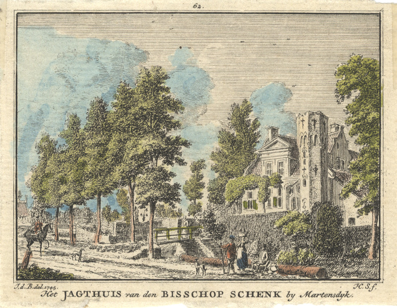 afbeelding van prent Het Jagthuis van den Bisschop Schenk by Martensdyk van H. Spilman, J. de Beijer (Maartensdijk)