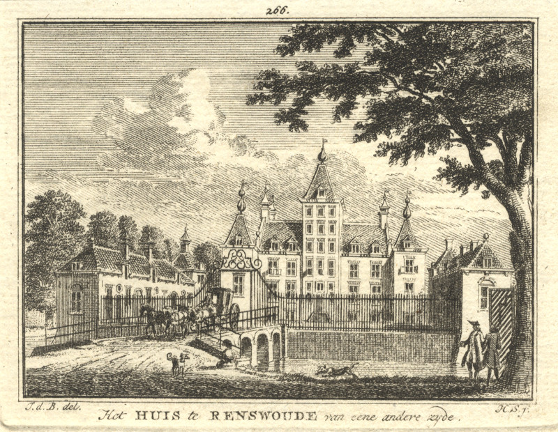 afbeelding van prent Het Huis te Renswoude van eene andere zyde van H. Spilman, J. de Beijer (Renswoude)