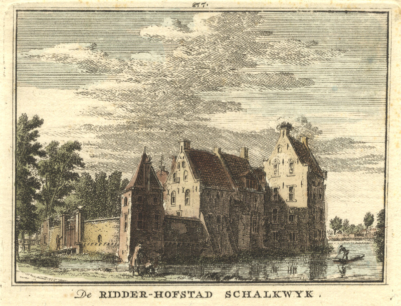 afbeelding van prent De Ridder-Hofstad Schalkwyk van H. Spilman, J. de Beijer (Schalkwijk)
