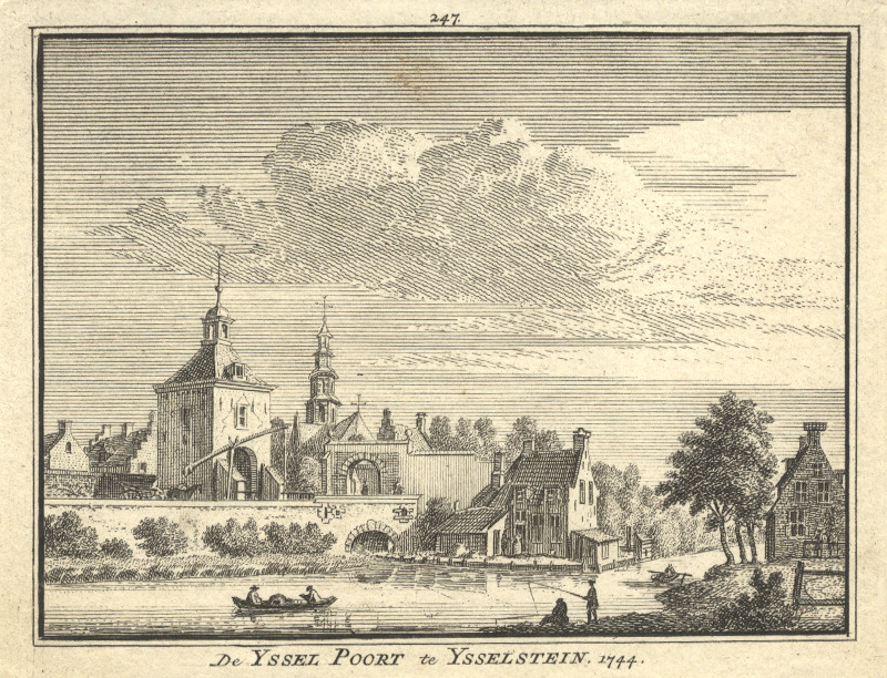 afbeelding van prent De Yssel Poort te Ysselstein, 1744 van H. Spilman, J. de Beijer (IJsselstein)